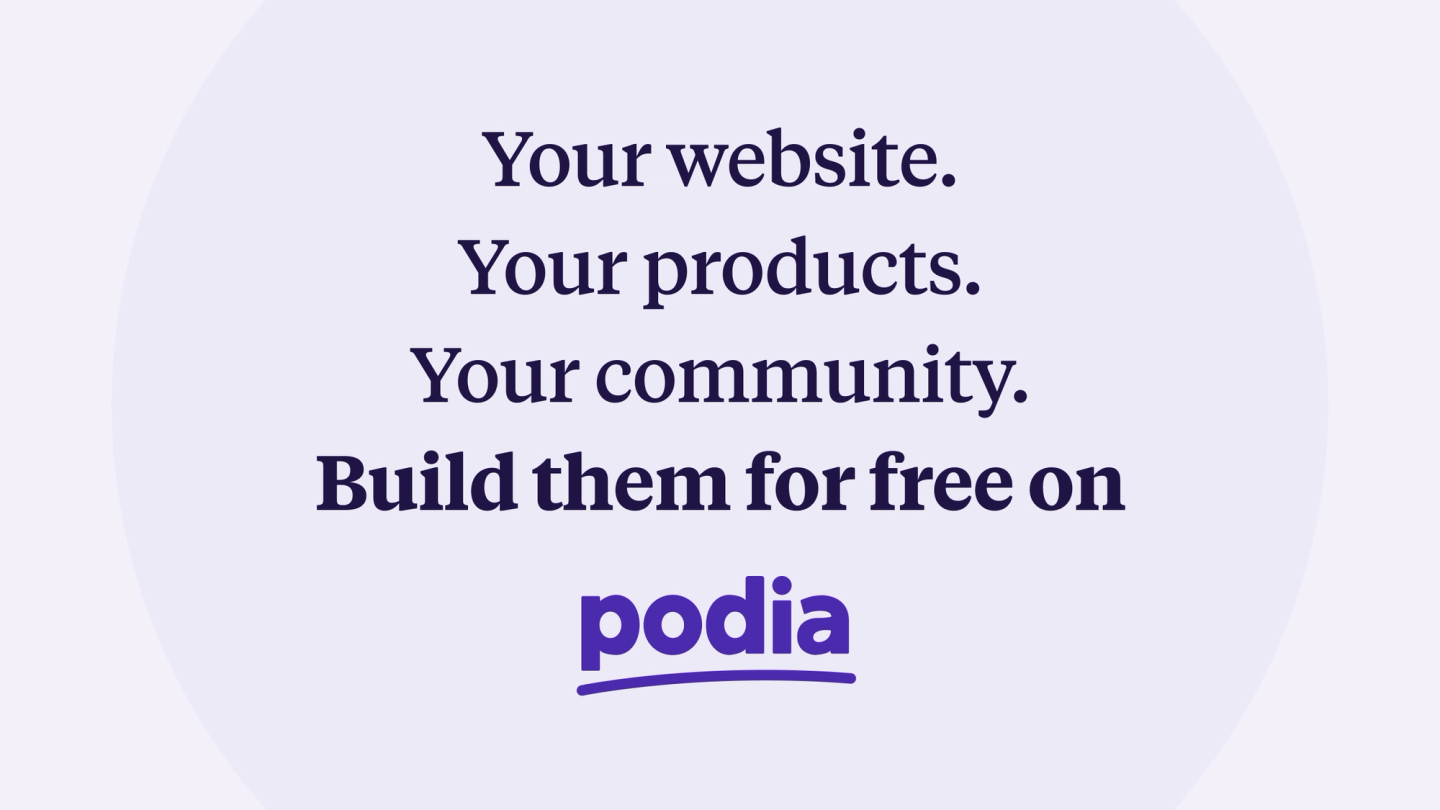 Illustration of a Podia page section with customizable background image branding controls