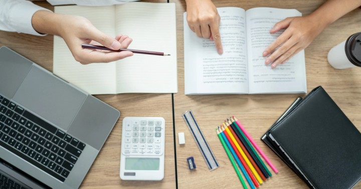 Illustration of an online tutor on a video call with students earning income teaching remotely