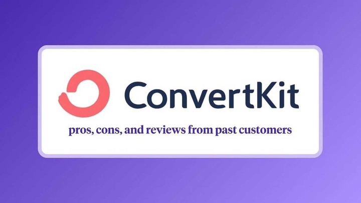 Illustration of Kit ConvertKit email platform review with star ratings and customer feedback bubbles