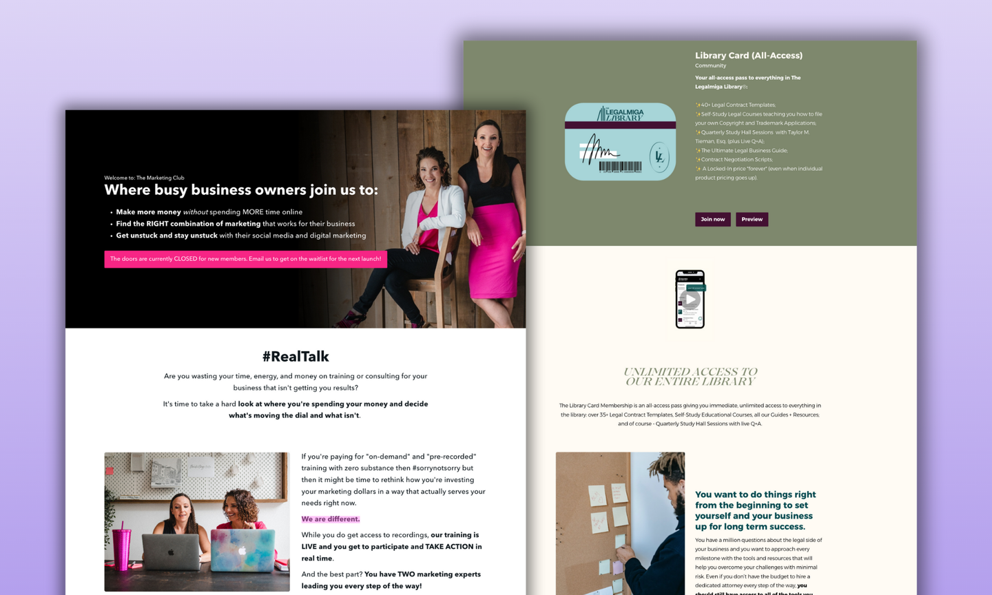 Illustration of a membership site dashboard with recurring revenue charts and member avatars