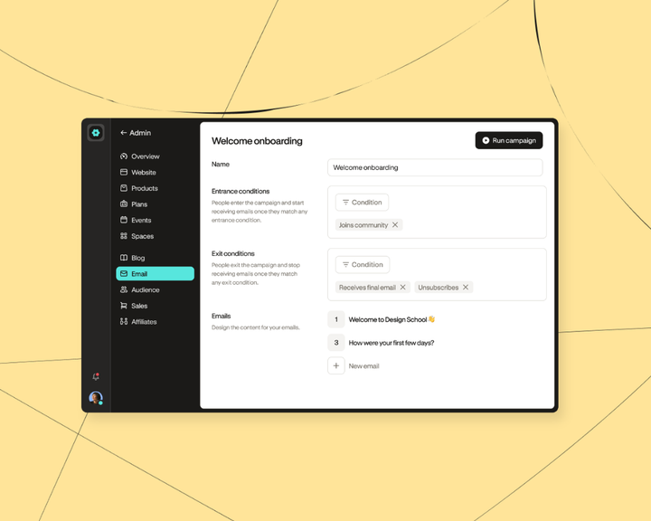 Illustration of Podia's email campaign feature, one of the top email marketing platforms for creators
