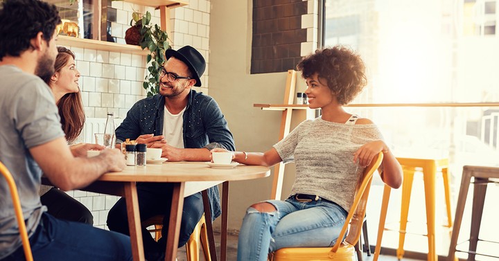 Illustration of a roundtable of marketing experts sharing small business growth tips