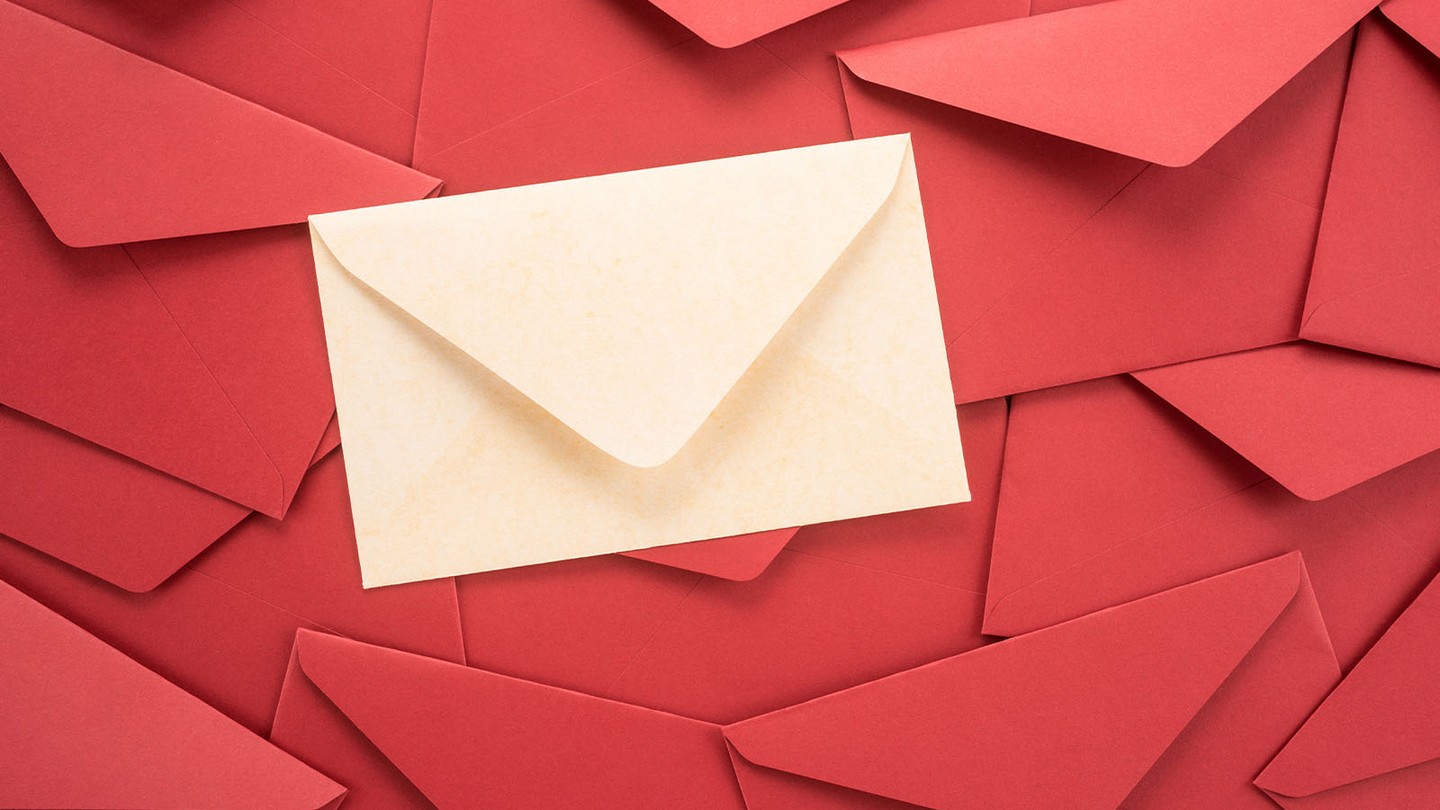 Illustration of an unopened email envelope with declining open-rate chart in the background