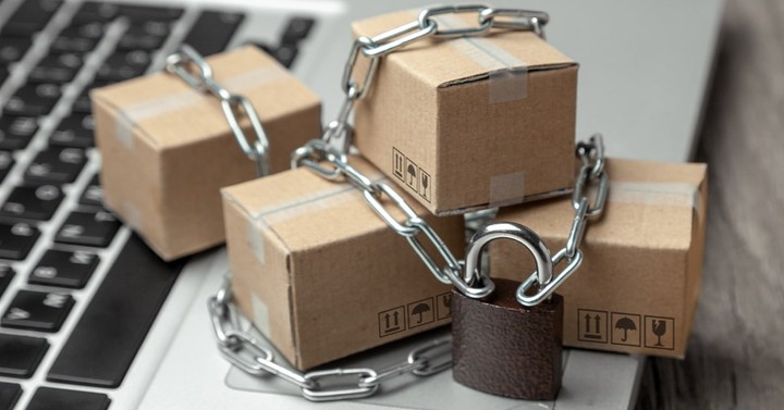 Illustration of a padlock protecting digital download files from piracy and theft online