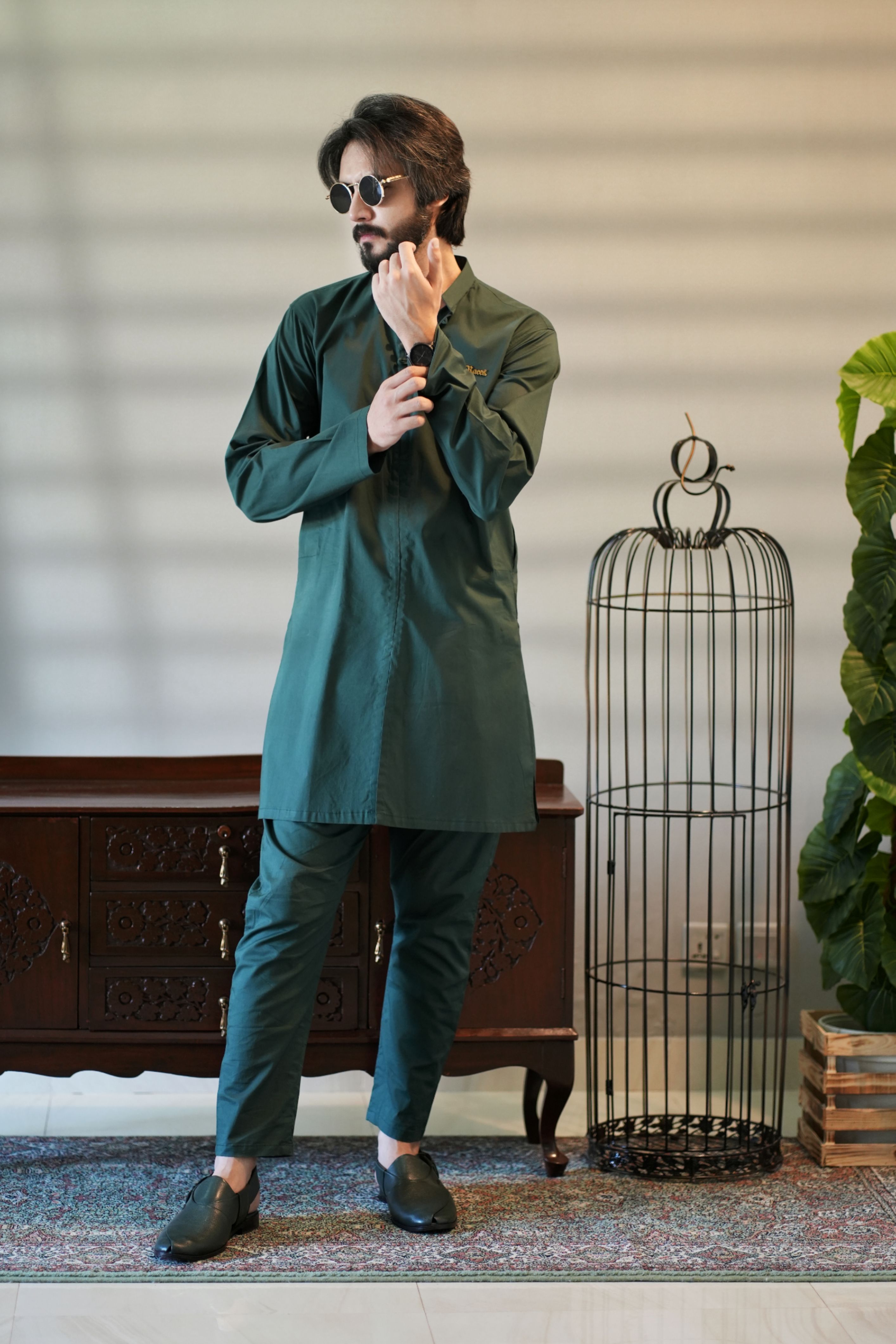 A Cut Peacock Green Kurta