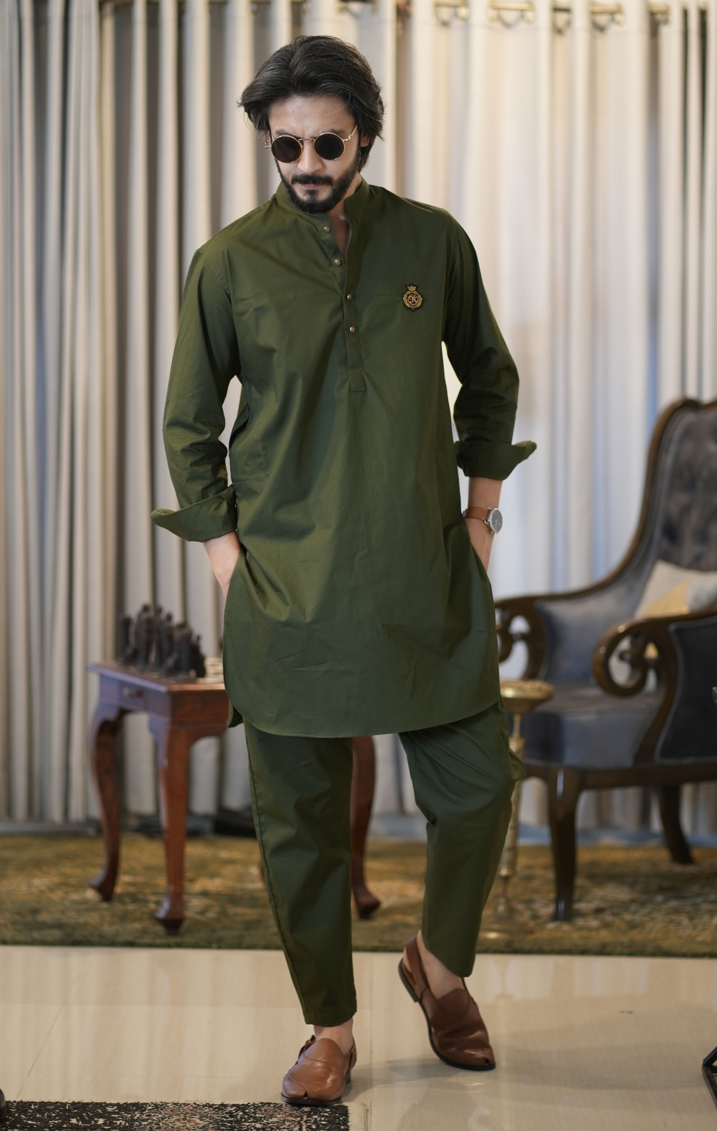 Mid Green Kurta Trouser