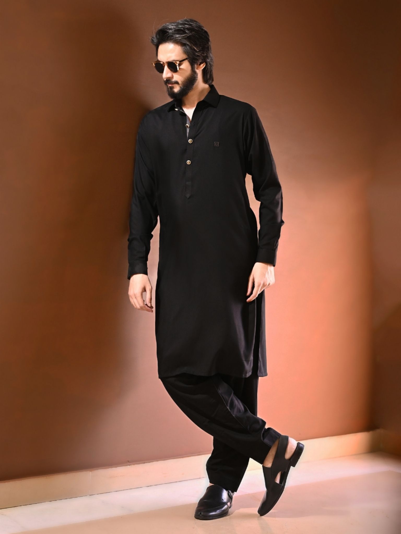 Black Gray Kameez Shalwar