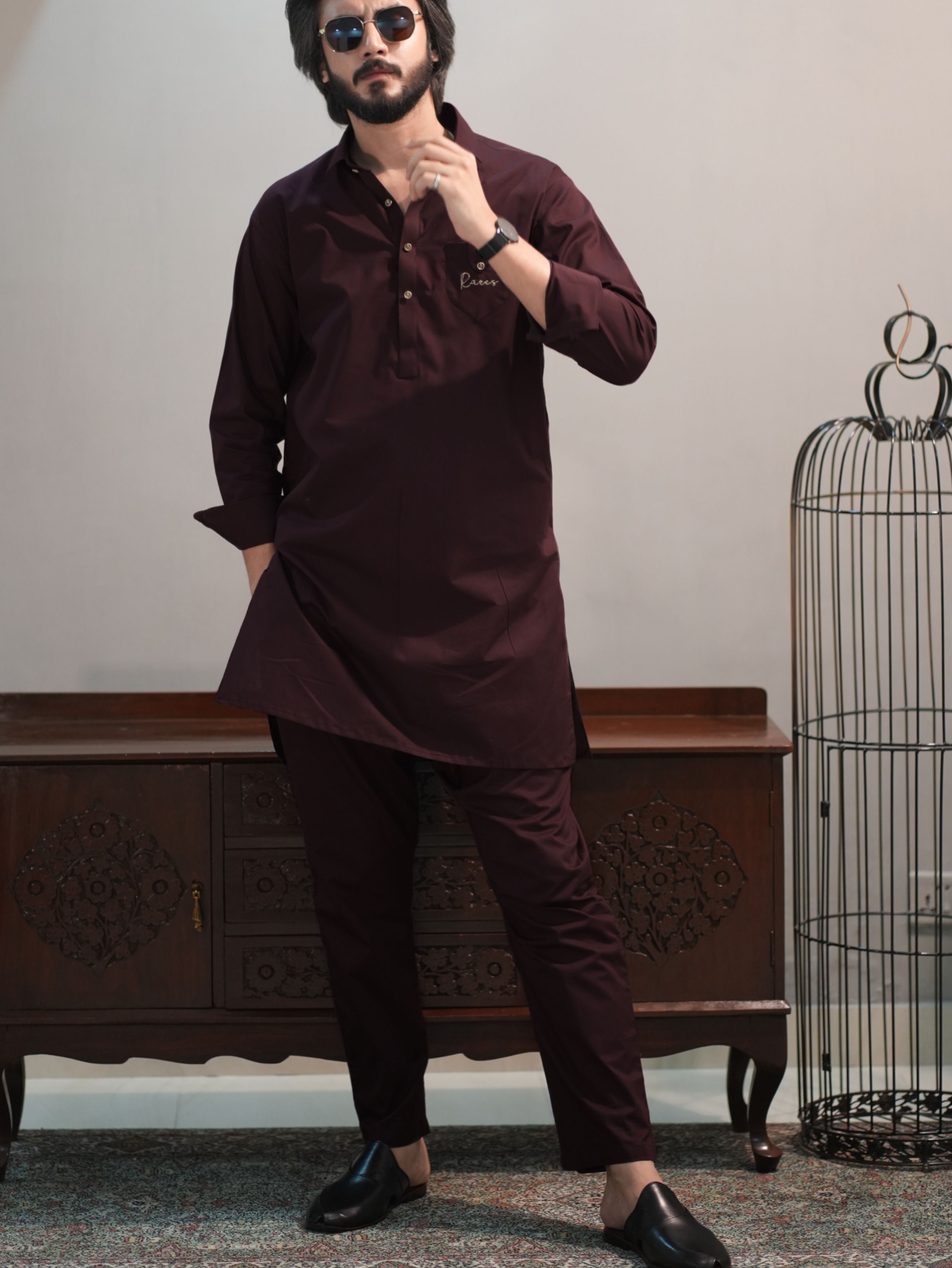 Burgundy Signature Kameez Trouser