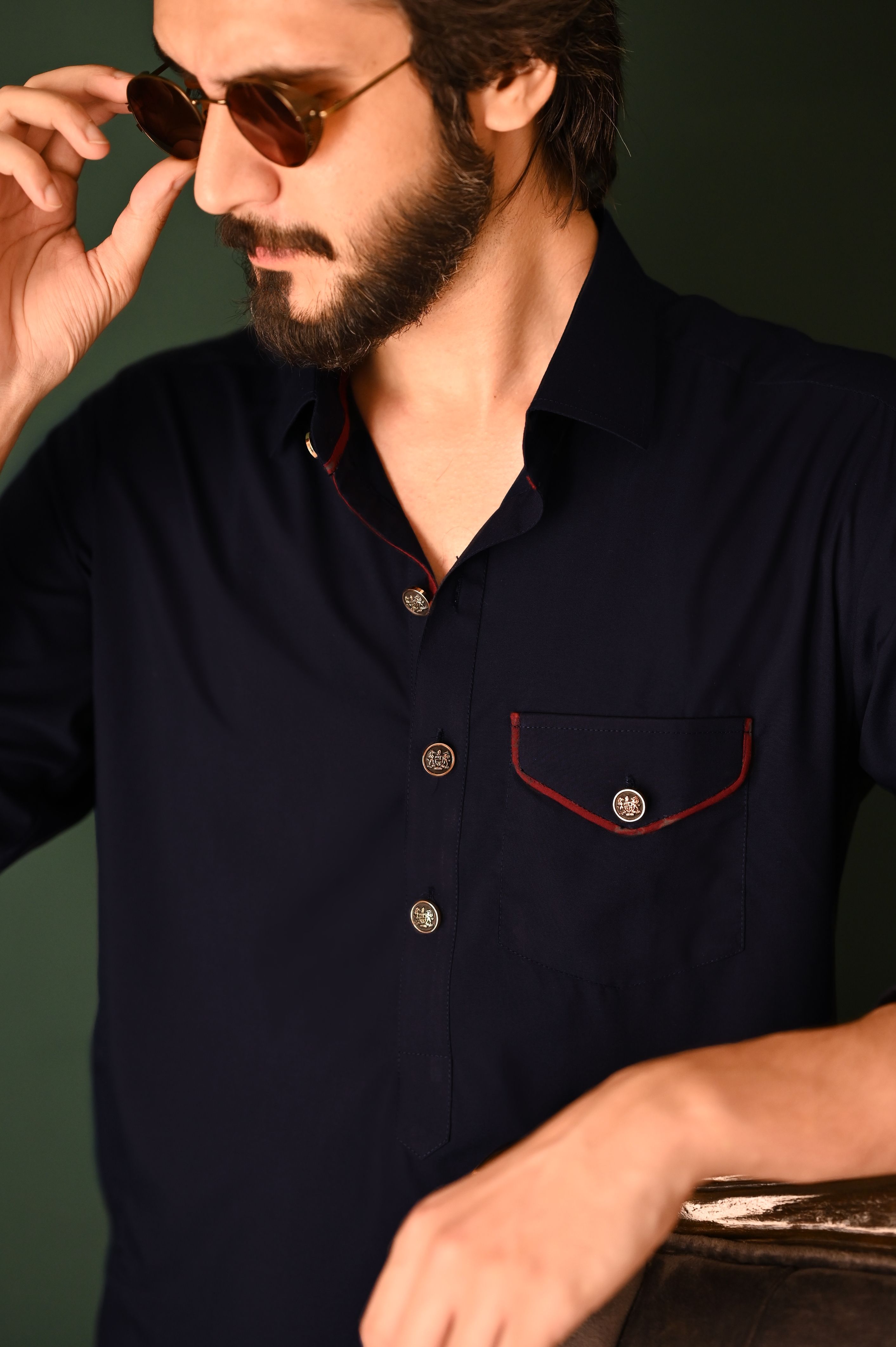 Dark Navy Blue Kameez Shalwar