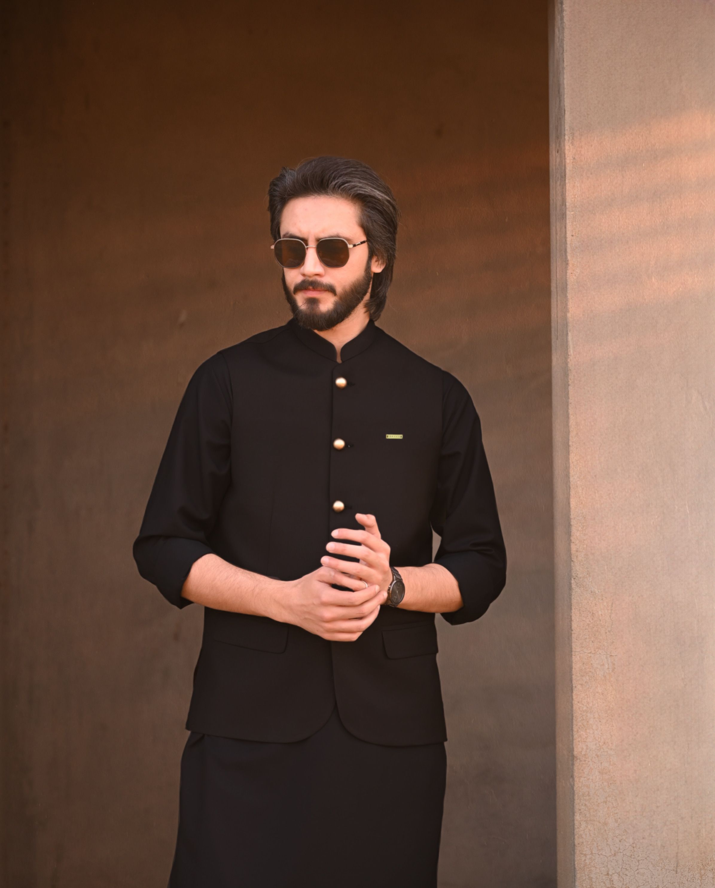 Raees Royal Black Waistcoat