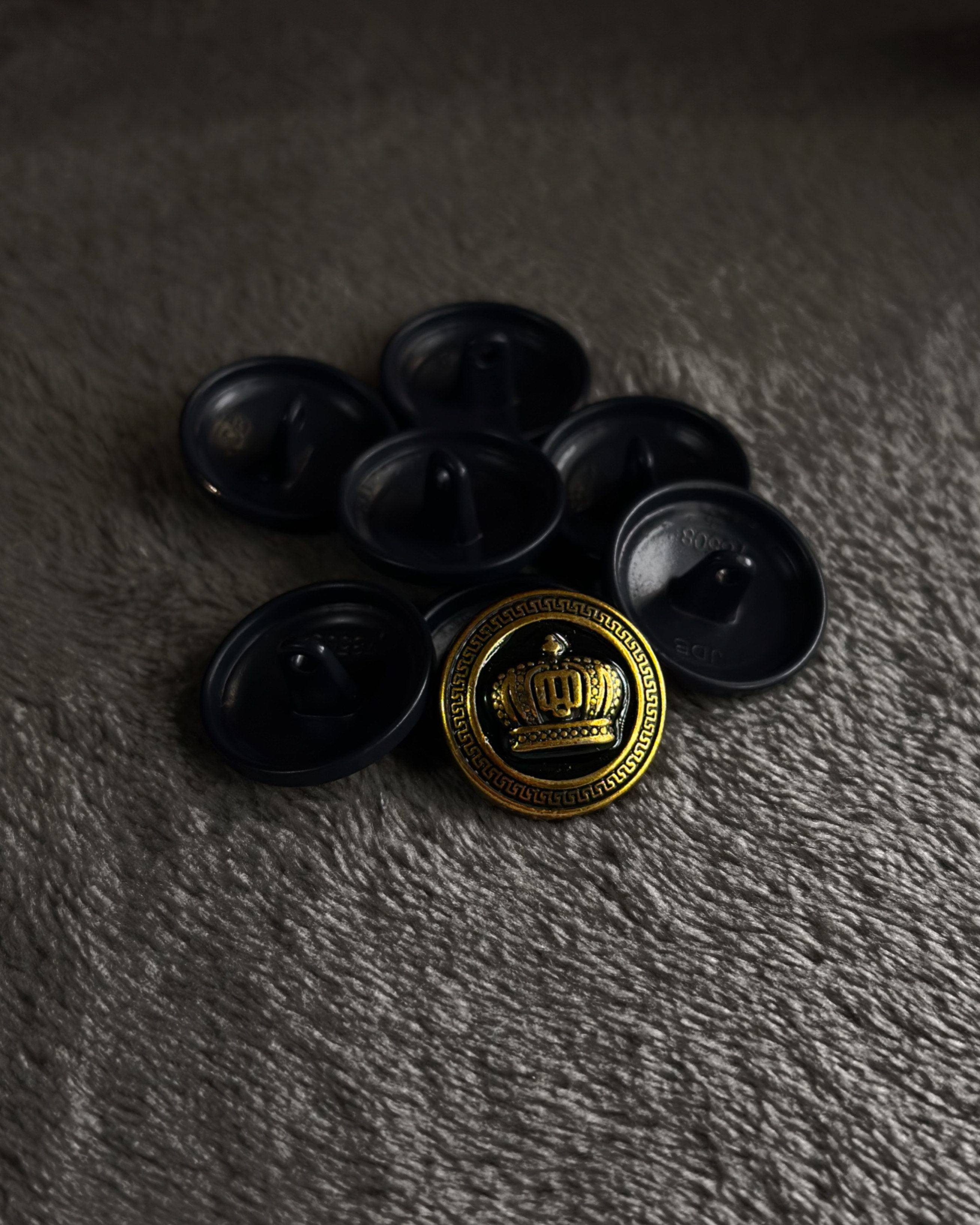 Crown Black Gold Waistcoat Button