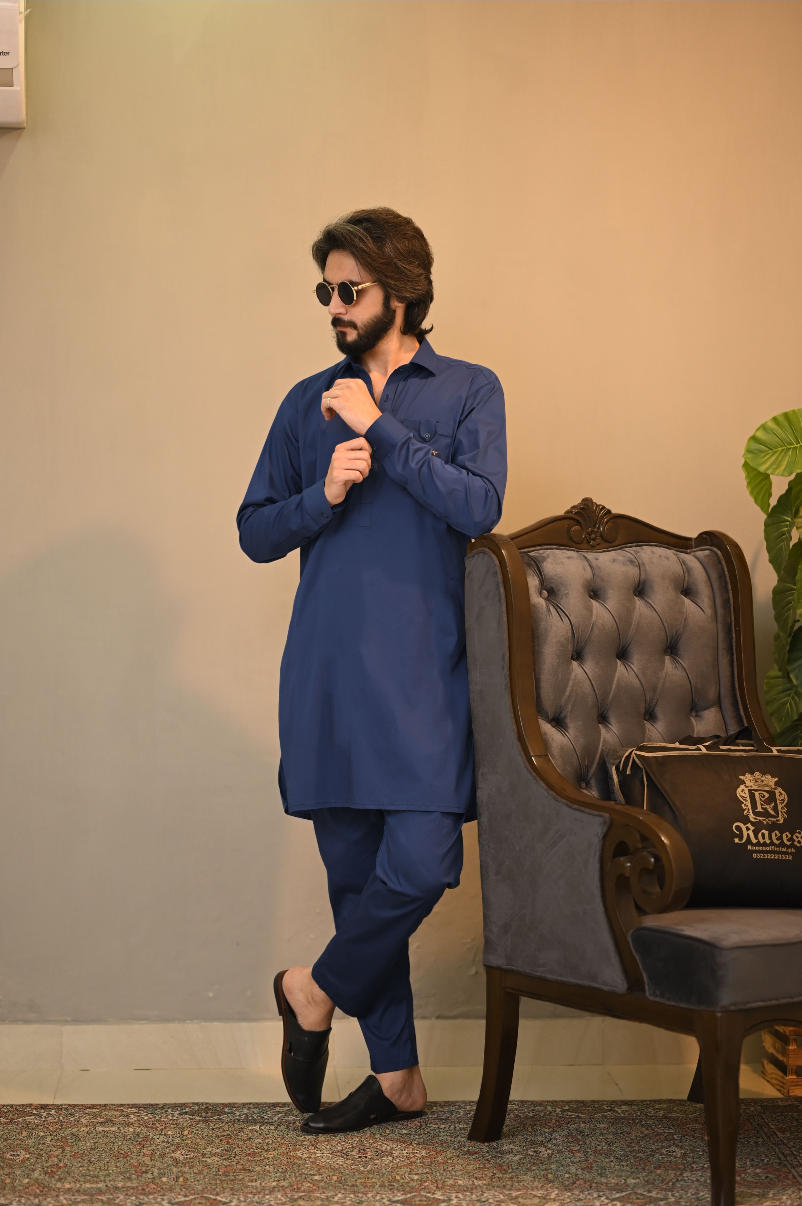 Mid Blue Signature Kameez Trouser