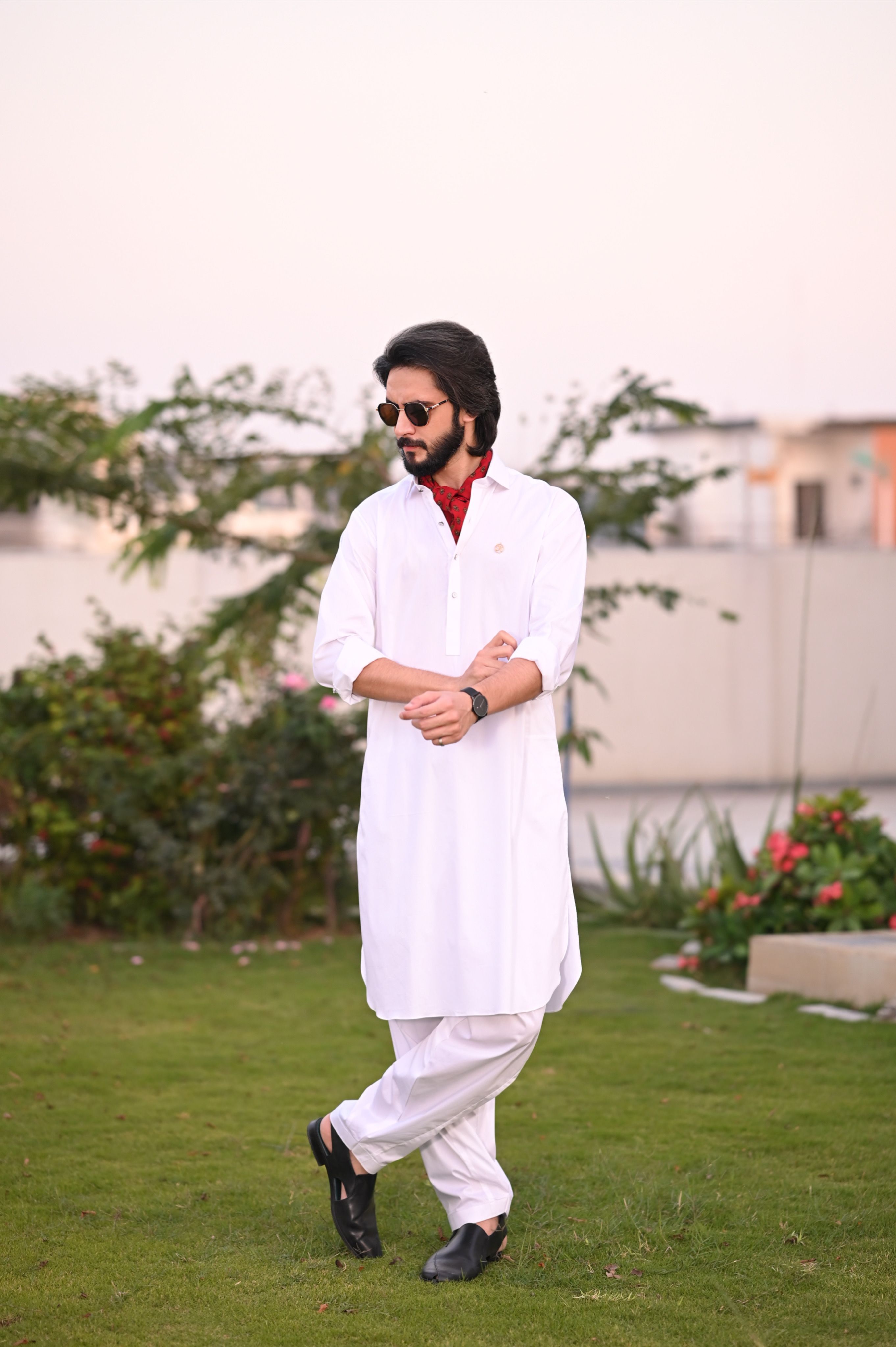 Classic White Cotton Kameez Shalwar