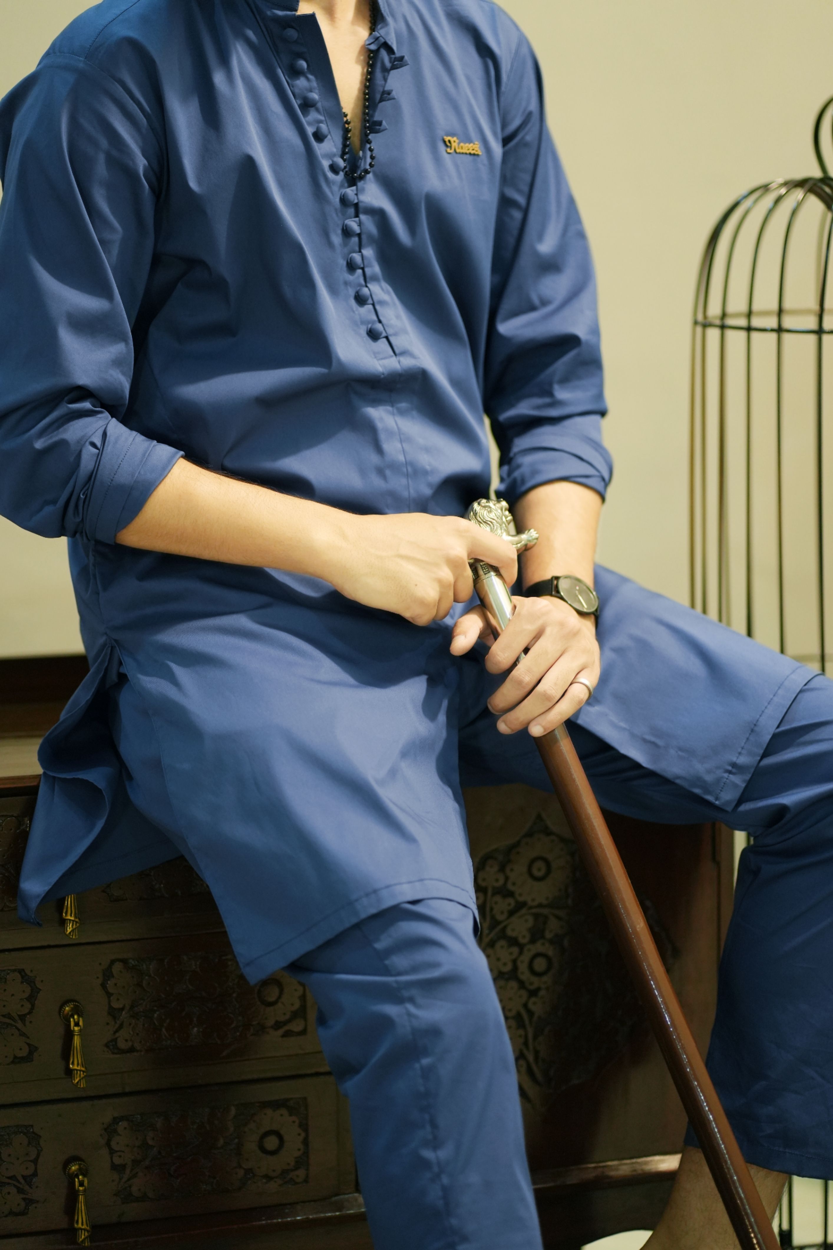 A Cut Mid Blue Kurta