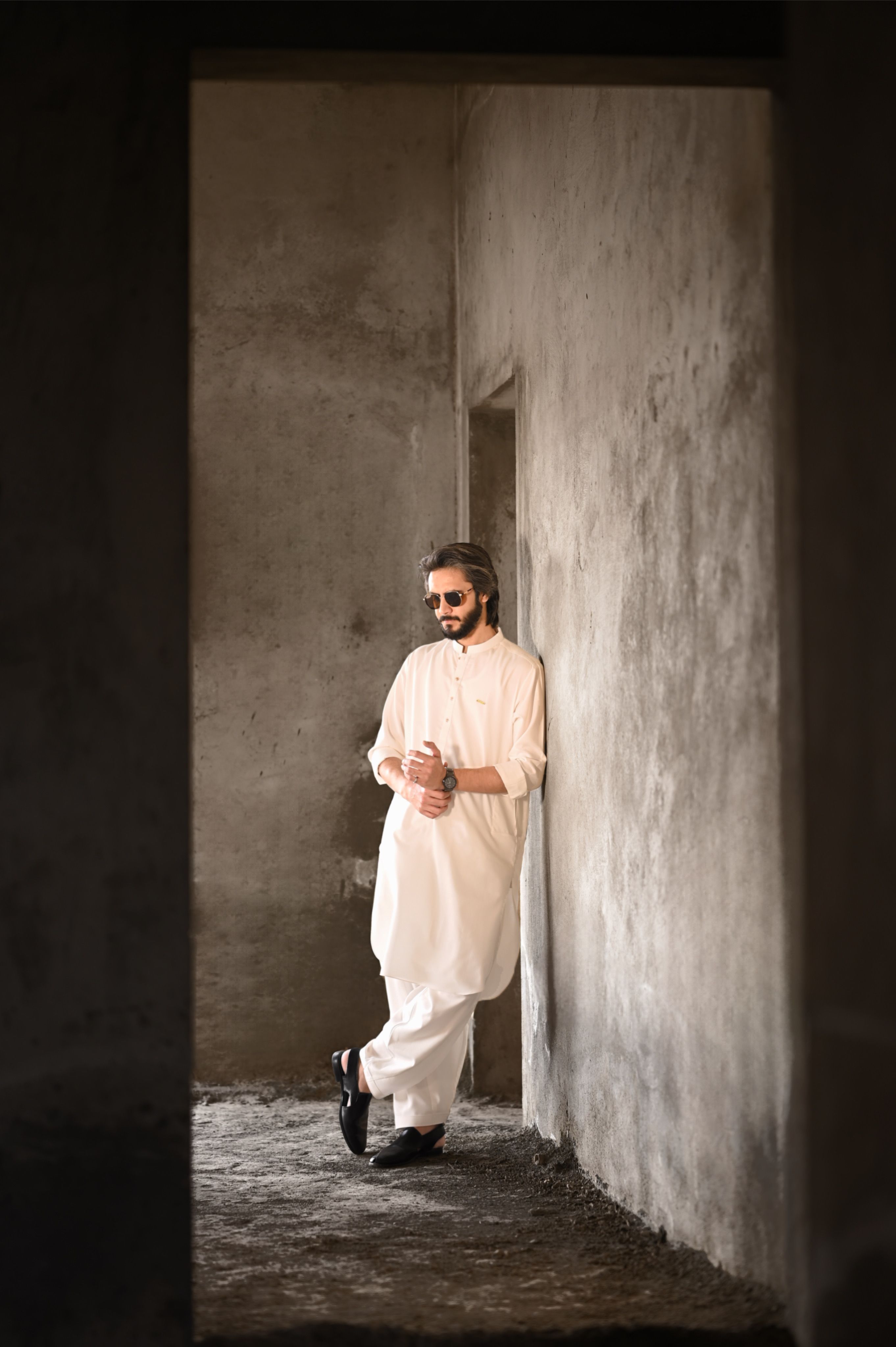 Plain Off White Kameez Shalwar