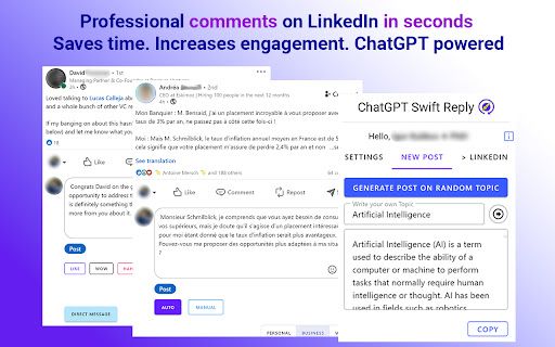 image for Swift Reply - ChatGPT for LinkedIn: replies +