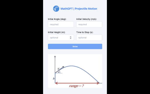 image for Projectile Motion Calculator and Solver | MathGPT
