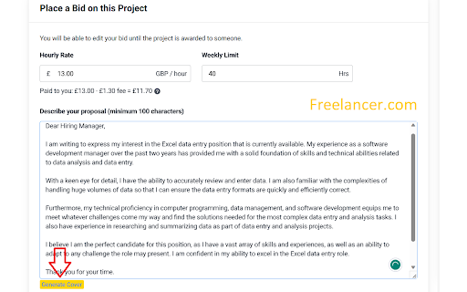 image for AI Cover Writer for Freelancers