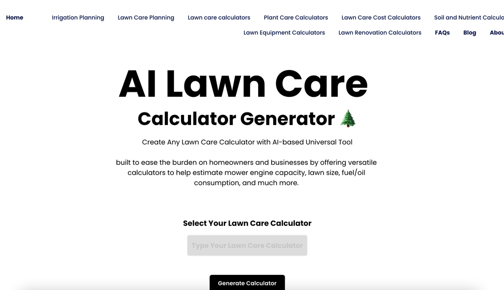image for AI Lawn Care Calculator Generator