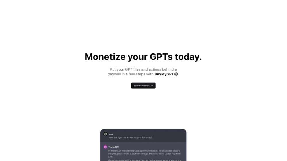 image for BuyMyGPT - Monetize your GPT today!