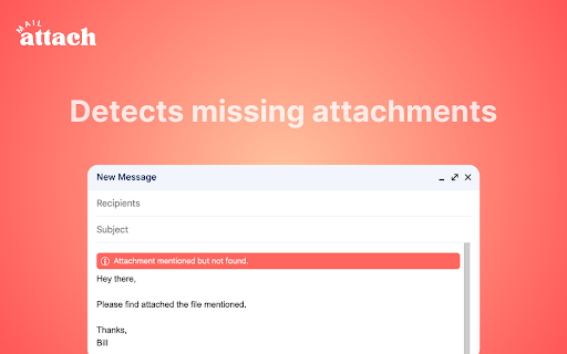 image for MailAttach - Missing-Attachment Alert for Gmail - powered by AI