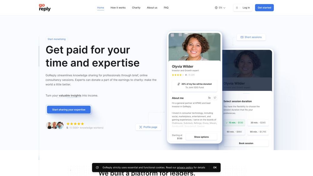 image for GoReply - Platform for professionals to monetize expertise & time