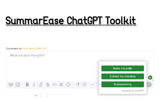 image for SummarEase ChatGPT Toolkit