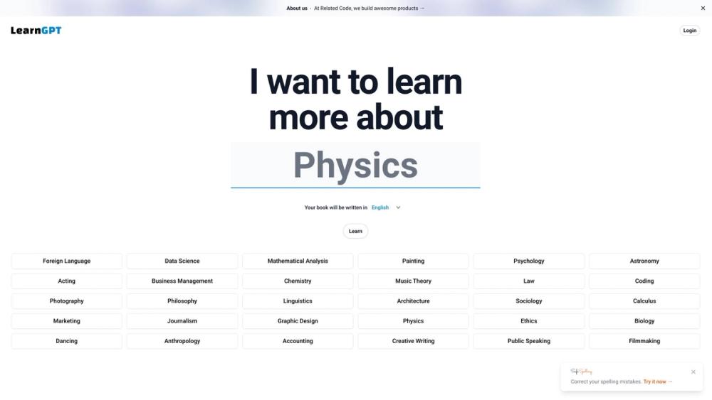 image for LearnGPT: Generate Books on Any Topics