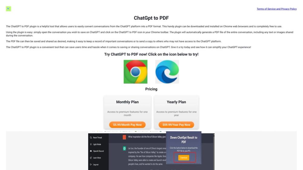 image for chatGpt to pdf of chrome plugin