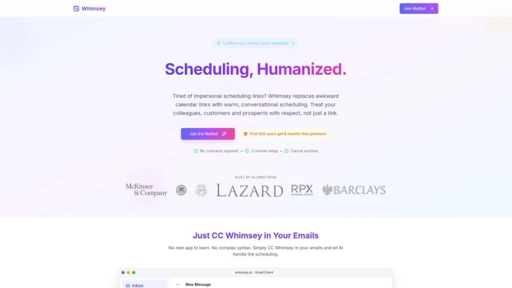 image for Whimsey: AI Scheduling Assistant