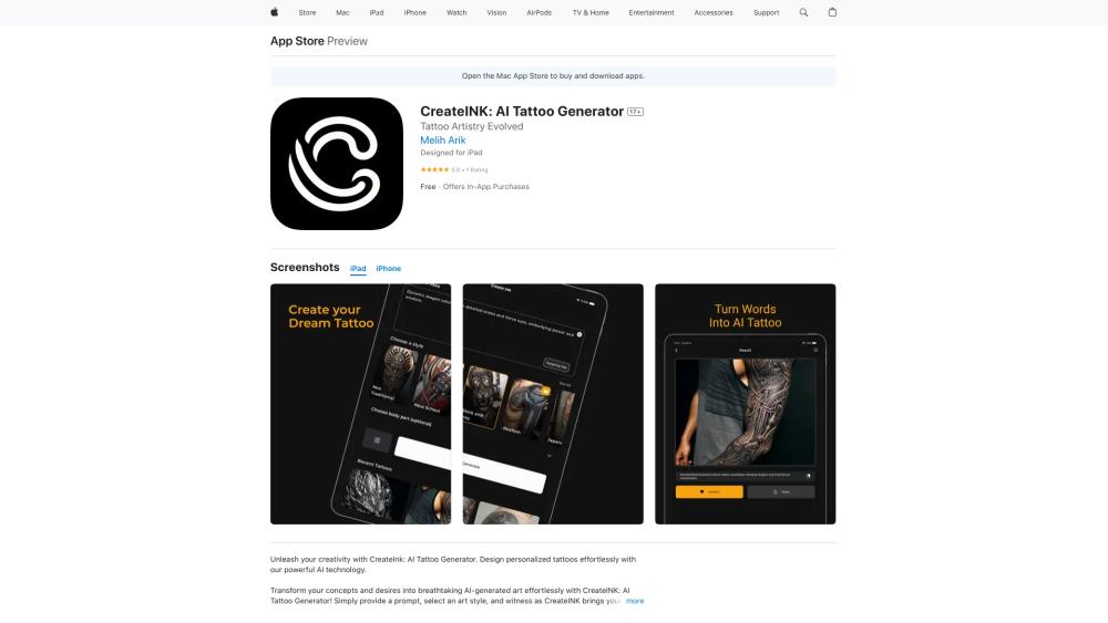 image for CreateINK: AI Tattoo Generator