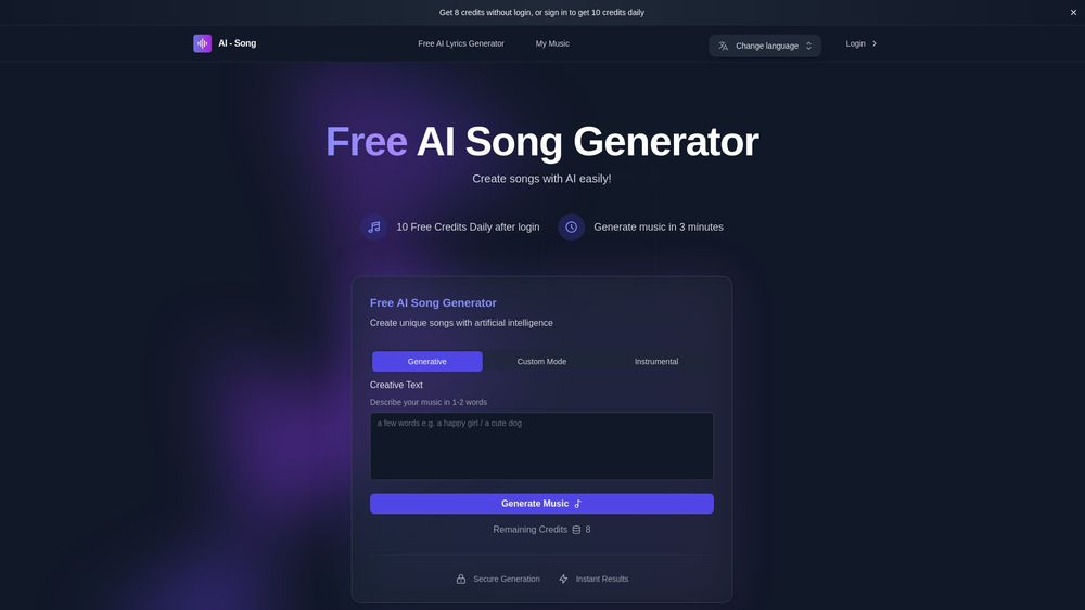 image for Free AI Song Generator - AI-Song.AI