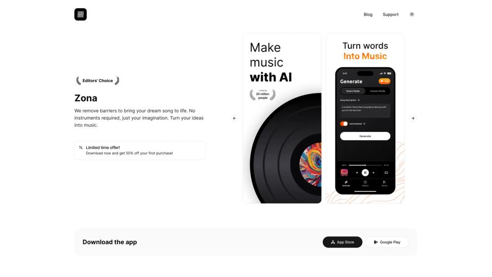 image for Zona - AI Song & Music Generator App
