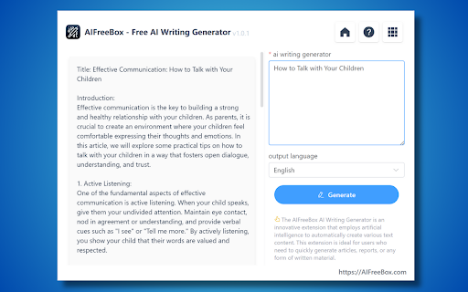 image for Free Best AI Writing Generator - AIFreeBox