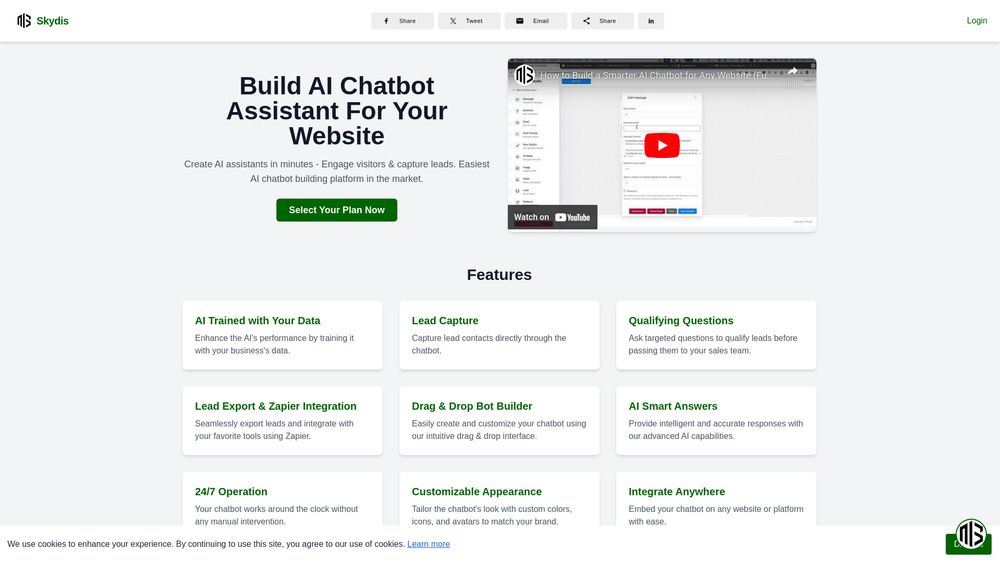 image for Skydis - AI Chatbot Builder for Websites