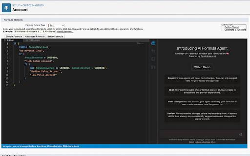 image for Better Salesforce formula editor and AI Agent