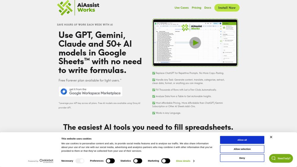 image for AiAssistWorks - AI for Sheets