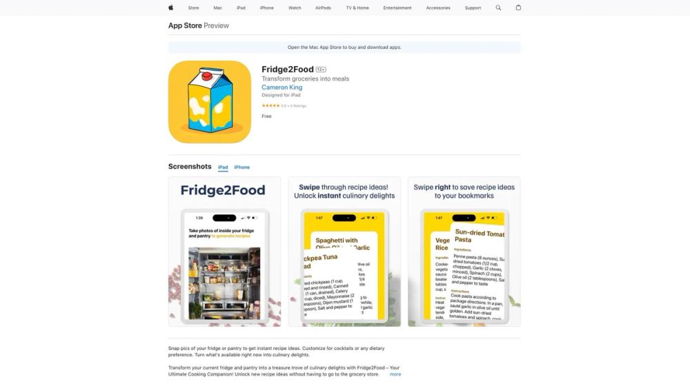 image for Fridge2Food - Transform food into meals