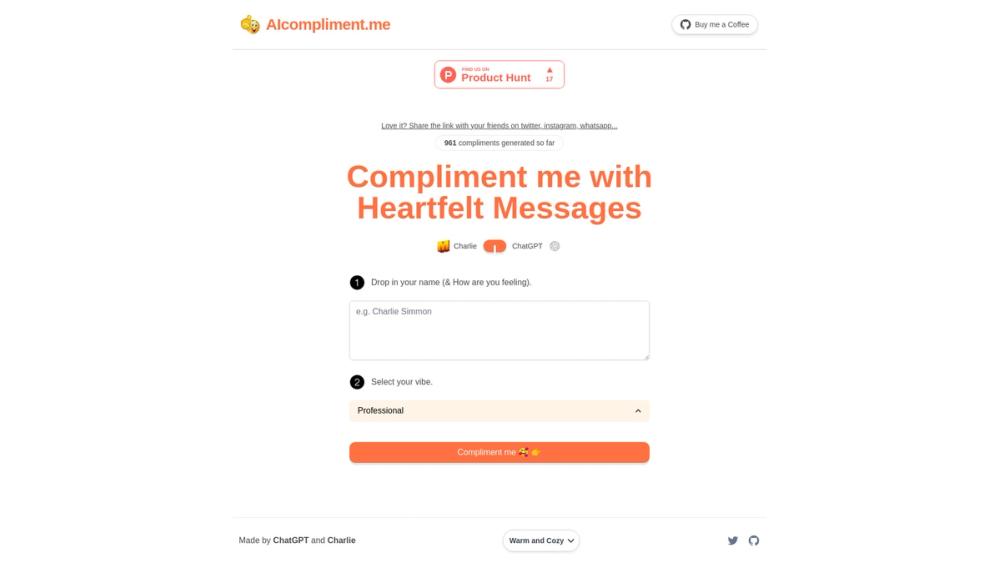 image for AIcompliment.me
