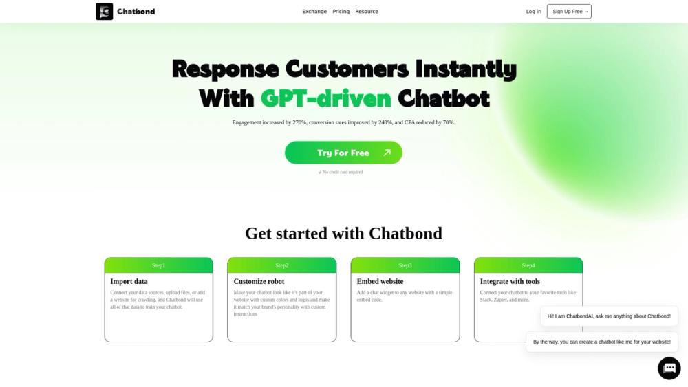 image for ChatBond | Free AI Chatbot Builder