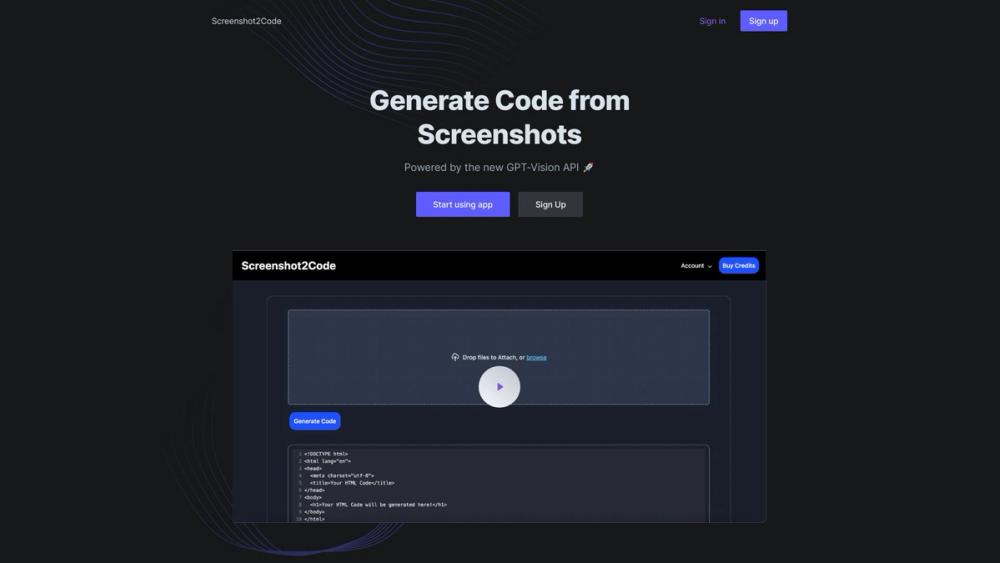 image for Screenshot2Code.com