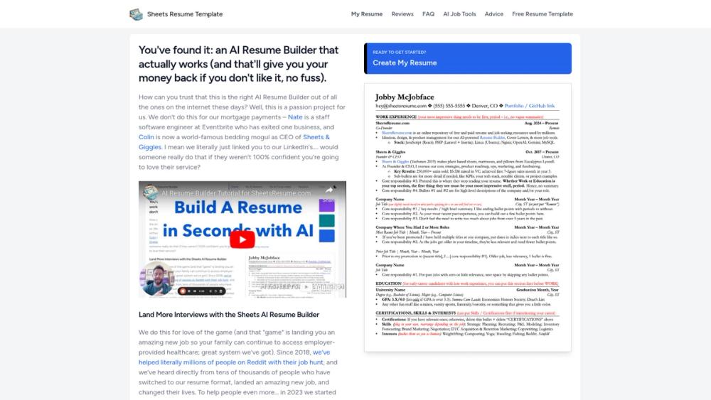 image for Sheets AI Resume Builder