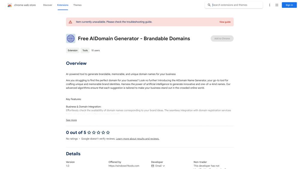 image for Free AIDomain Generator - Brandable Domains