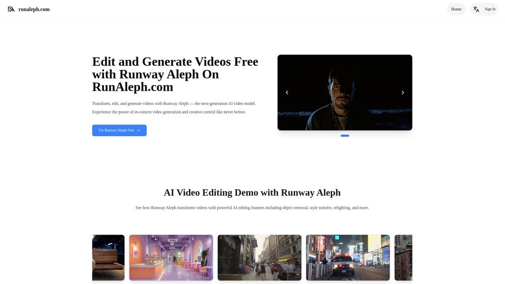 image for RunAleph.com: Free AI Video Editing with Runway Aleph