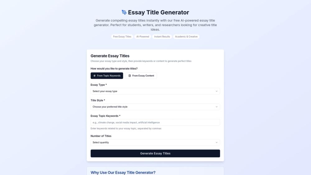 image for Essay Title Generator