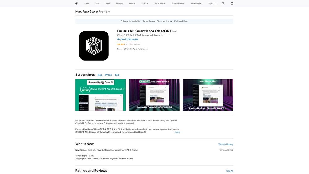 image for BrutusAI: ChatGPT Powered Search for Mac