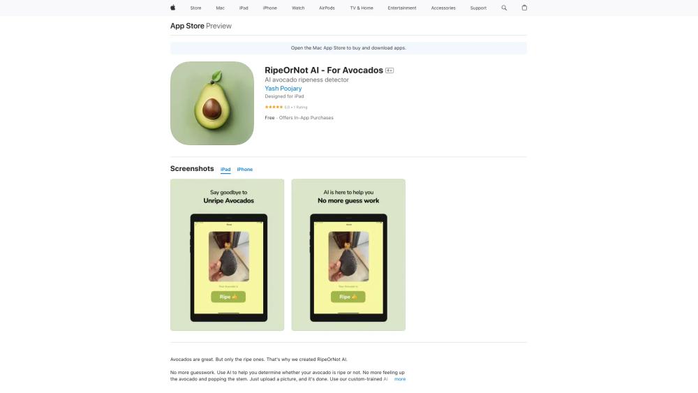 image for RipeOrNot AI - For Avocados