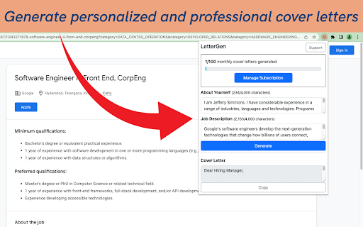 image for LetterGen - AI Cover Letter Generator