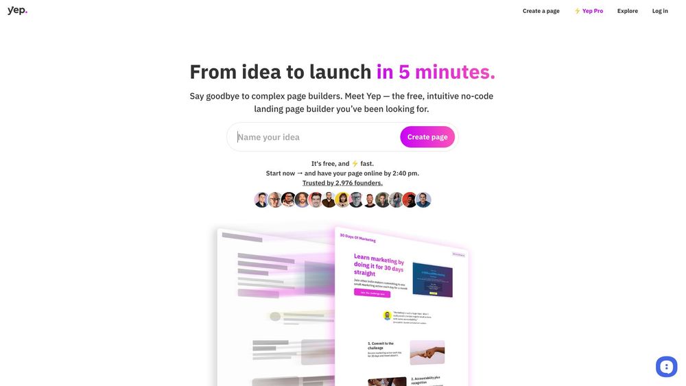 image for Yep.so - From idea to launch in 5 mins.