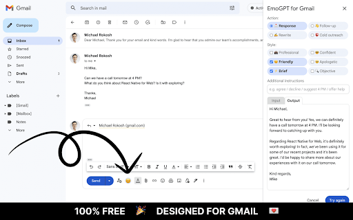 image for EmoGPT: Secure ChatGPT Email Writer for Gmail
